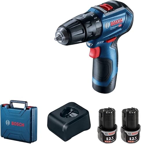 Bosch Professional 12V System batteridrevet slagboremaskine/skruemaskine GSB 12V-30 (inkl. 2x2.0Ah batteri, hurtigoplader GAL 12V-40, i håndværkerkuffert)