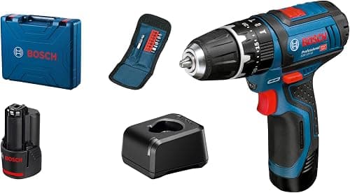 Bosch Professional 12V System batteridrevet slagbore-/skruemaskine GSB 12V-15 (inkl. 2x 2,0Ah batteri, oplader, 10-dele bitsæt, håndværkerkuffert)